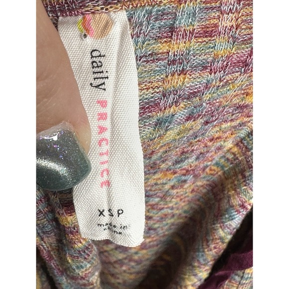 Anthropologie Daily Practice Open Back Flouncy Pullover Top Ribbed Space Dyed XS - Picture 8 of 11